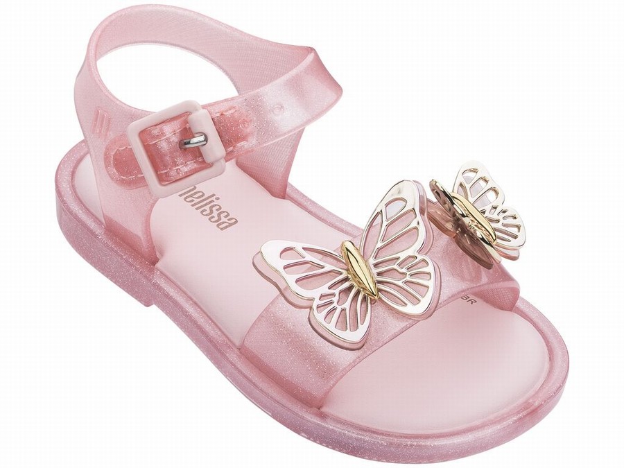 Sandalias Mini Melissa Mar Butterfly Glitter Bebe - Rosas - Argentina VLO-053172